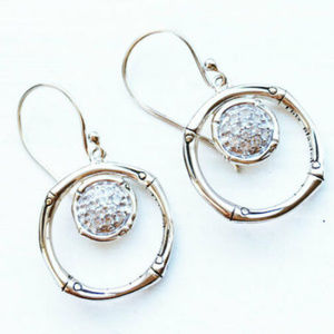🌞 Authentic John Hardy Bamboo Lava Fire White Topaz Earrings